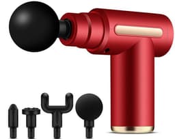 Mini spiermassagepistool - Ultrastille massagepistool - 6 snelheden - 4 massagekoppen - LCD-scherm - Draagbare elektrische massage-apparaat - Verlicht spierpijn -13*13.3*5cm-Rood - 3 eenheden — thumbnail 1