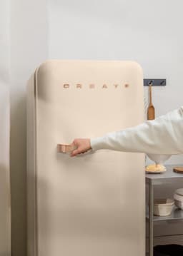CREATE - Koelkast in retrostijl - Zand - Handvat Roségoud - FRIDGE RETRO 281L — thumbnail 6
