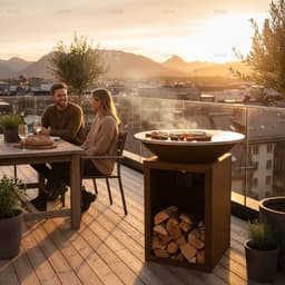 ASH - Solaris - Cortenstaal - XXL - Plancha barbecue met grillring - Buitenkoken - Plancha BBQ - Plancha Bakken - Roest - Grillring — thumbnail 4