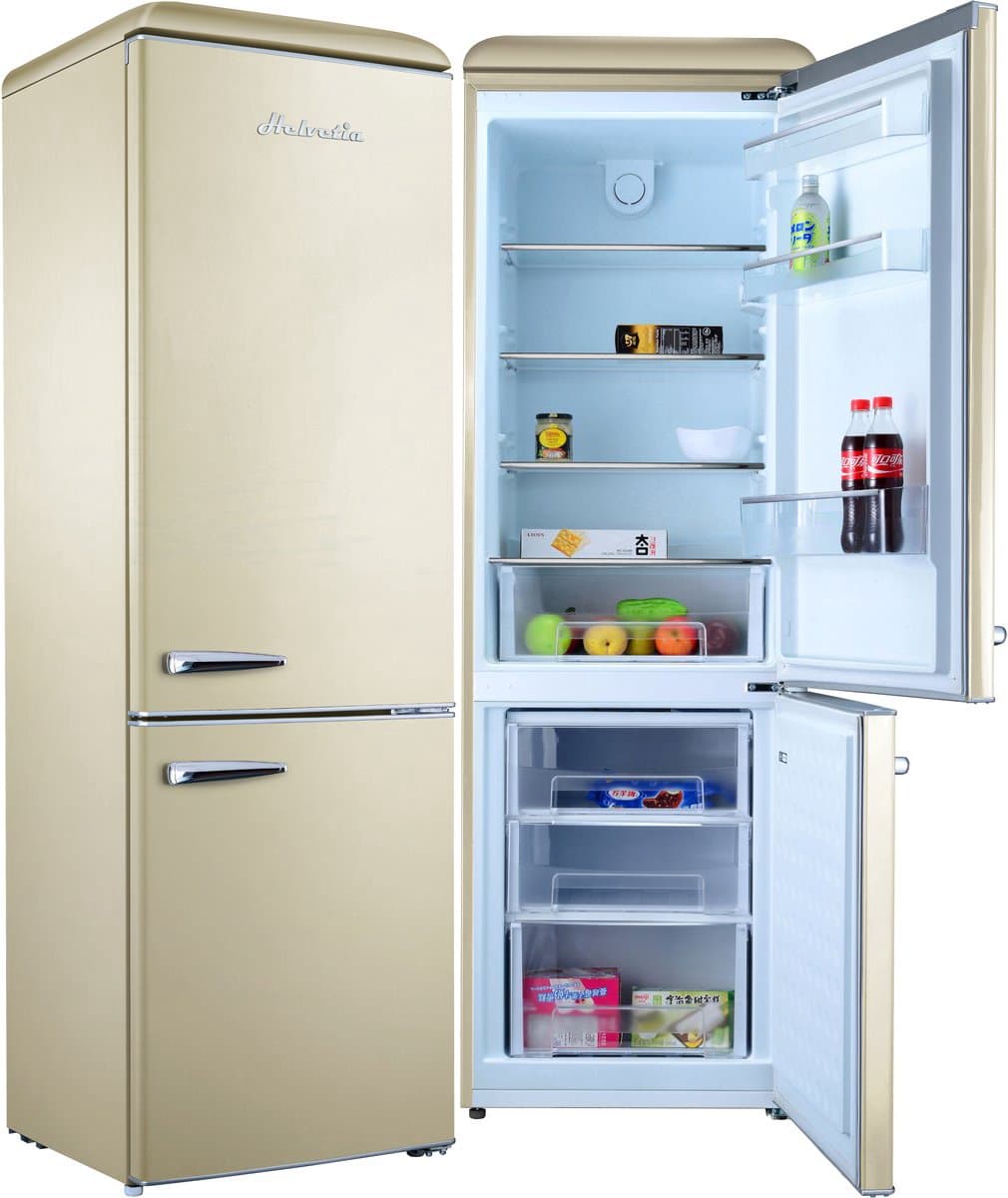 Helvetia Retro Koel-vriescombinatie HRCBGR300PEC1 - Crèmekleur (Beige) 300L - Geventileerd - Led Verlichting - XL - 192 cm hoog — afbeelding 1