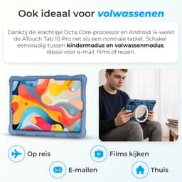 ATouch Combipakket - Kindertablet Tab 10 Pro + Kinderkoptelefoon - Volumebegrenzing - 128GB+64SD - Vanaf 3 jaar - Navy — thumbnail 2