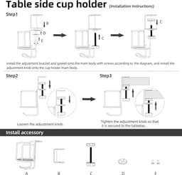 2 in 1 Bekerhouder met Hoofdtelefoon Hanger - 360 Swivel - Clip-on Tafel - Voor Bureau of Tafel - Genoeg om Koffiemokken, Waterflessen, Hoofdtelefoon - Bureau Cup Houder Klem — thumbnail 4