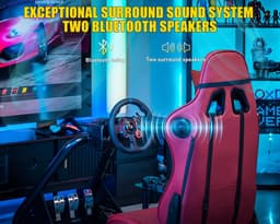 GTPLAYER - Simulator Cockpit - Met Luidsprekers en Stuurwiel Steun - Bourgondisch — thumbnail 5