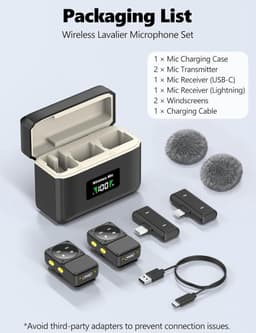 Mini Draadloze Clip Microfoon Set Met Dubbele Ontvanger - Intelligente Ruisonderdrukking - 48 Uur Levensduur & 164 Ft Effectieve Afstand - Geschikt Voor iPhone+iPad+Android Apparaten - Ideaal Voor Video-Opname — thumbnail 5