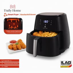 Daily Home - Airfryer - 6 Liter – 1700W Heteluchtfriteuse – Dubbel Verwarmingselement – Temperatuurbereik 80-200°C – ILAG Non-Stick PFAS-vrij – Smart Fryer - Airfryers - — thumbnail 5