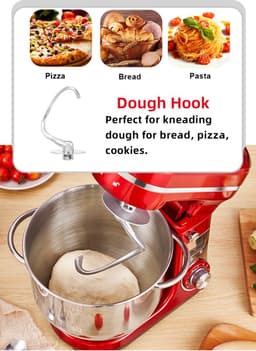Keuken Mixer, Blender - Keukenmachine 6L - RVS - 6 Standen - Rood — thumbnail 5