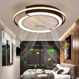 LED plafondventilator met dimbare verlichting, afstandsbediening, geruisloos, verstelbare windsnelheid, 58 cm, zwart-wit — thumbnail 3