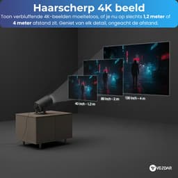 Vendar® YA350 Pro Mini Beamer 2025 – 350 ANSI Lumen – Inclusief HDMI Kabel - Smart Projector met 4K-ondersteuning – Geïntegreerd Android 14 – WiFi 6 & Bluetooth 5.4 – Voor iOS & Android – Thuisbioscoop – Zwart — thumbnail 3
