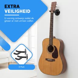 Finesse Gitaar Muurbeugel - 2-Pack - met Plectrums - Wandbeugel - Gitaarstandaard — thumbnail 2