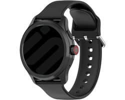 Strap-it Universele 24mm Siliconen Horlogeband geschikt voor TicWatch Pro 5 Enduro, Coros Nomad, Coros Apex 4 46mm, Garmin Venu X1 - Sterk verstelbaar bandje met gesp - - Smartwatch & klassiek horloge - Zwart