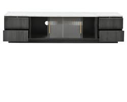 Tv Meubel 160x40x38.5 Cm Grijs Gemarmerd Blad Kabelbeheer Schubben Push To Open System Woonkamer Luxe Voor 70 Inch Televisie