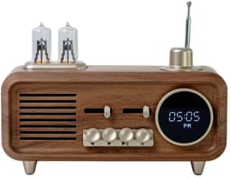 Retro Clock Radio Speaker met Buizenlamp Design – Digitale Klok & Nachtlamp – 7W Speaker – FM Radio & Bluetooth 5.4 — thumbnail 4