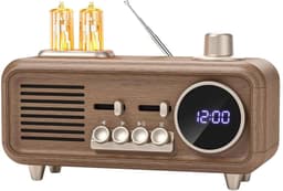 Retro Clock Radio Speaker met Buizenlamp Design – Digitale Klok & Nachtlamp – 7W Speaker – FM Radio & Bluetooth 5.4 — thumbnail 1