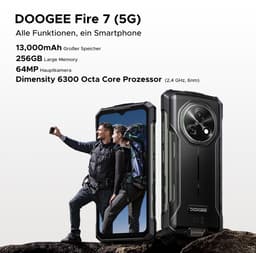 DOOGEE Fire 7 5G -Robuuste Smartphone-Outdoor Phone-16GB + 256GB/2TB- Android 15-6.6 inch HD+90Hz -13000mAh/18W -64MP+16MP AI Dual Camera-Construction Site Dedicated Phone-IP68 Waterproof-Dustproof-NFC-OTG-3 Card Slots — thumbnail 3