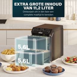 Princess Heteluchtfriteuse - 182278 - 3000W - Stack Airfryer 11,2liter - PFAS-Vrij - 2 lades (Sync) - 11 Bakprogramma's - Bespaart 45% ruimte - Dubbele gestapelde lades — thumbnail 13