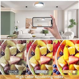 Dimbare Houten Plafondlamp - 3000K-6000K LED Lamp met Afstandsbediening - Moderne Verlichting voor Woonkamer, Slaapkamer en Hal - 32W, 30 cm, Blauw — thumbnail 3
