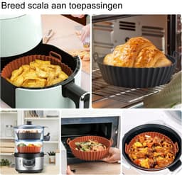 1 stuk - Airfryer siliconen bakvorm - 3D opvouwbaar rond - bakvorm - huishoudmat voor airfryer - zwart — thumbnail 3