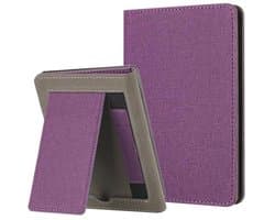 Hoesje voor 6" Kindle Paperwhite 5/6/7e Generatie - Automatisch Wekken en Slapen - PU Standaard Harde Cover met Handriem en Kaartsleuf - Paars