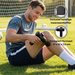 AJ-Sports Mini Massage Gun - Massage Pistool - Massage Apparaat - 4 opzetstukken - Inclusief Koffer - Zwart - Draadloos - Krachtig — thumbnail 4