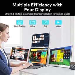 Virello® OneCable 14’’ - Portable Quad Monitor - Inclusief Beschermhoes - Draagbaar Beeldscherm - Draagbare Monitor - Full HD - IPS - Grijs — thumbnail 4