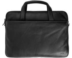 Accezz Leren Laptoptas tot 16 inch - Geschikt voor Laptops tot 27 x 35, 5 cm - Laptop Tas - Zwart