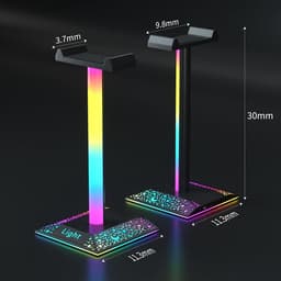 RGB Headset Standaard met USB Type-C Poort - Hoofdtelefoonhouder met 10 Lichtmodi — thumbnail 2