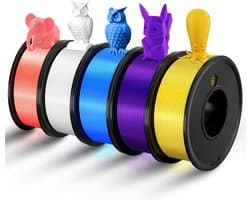 3D Printer Filament PLA 1.75mm Set - 5 Kleuren Bundel (250g x 5) Hoge Precisie Materiaal