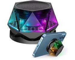 Draadloze zuignap Bluetooth-speaker - Huishoudelijk, bureau, outdoor en autogebruik met kleurrijke lichteffecten - Draagbare telefoonhouder