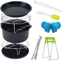 Airfryer accessoireset (10-delig): bakmandje, pizzabakplaat, geschikt voor 3,7-5,8 qt. — thumbnail 1