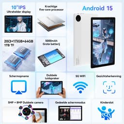 Hotlight KB1001 - Android 15 - 10.1 inch- 5000mAh - 20(3+17)GB RAM - 64GB ROM - Bluetooth 5.4 - WIFI 6 - Wit — thumbnail 4