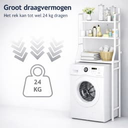 MeubelsvanJoep Wasmachine ombouw rek wit 157 x 68 x 26 cm - Wasmachine rek met opbergruimte wit - Wasmachine rek bovenlader wit - Wasmachine rek voorlader wit- Toilet kast — thumbnail 3