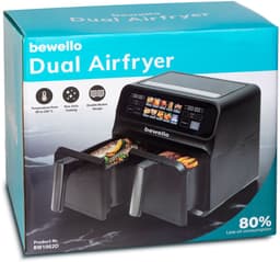 Airfryer XXL – Dubbele Lade – 4 + 4 Liter – 2200 Watt – Olievrij Frituren – Touchscreen Display – Timerfunctie – Non Stick Bakmanden – Zwart – 230V – 1 Stuk [BW1002D] — thumbnail 3