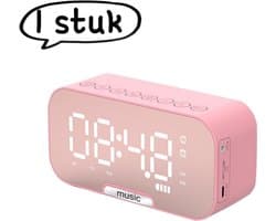 1 artikel - Luidspreker - Draadloze Bluetooth-luidspreker met wekkerfunctie - Luidspreker met mini-kaartsleuf - Cadeau - Ondersteunt TF-kaart, USB-flashdrive en AUX-interface - Vintage design - Roze