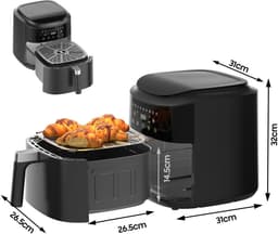 Dewelling AF80D10 – XL 9L Airfryer – Heteluchtfriteuse met 2350W krachtige prestaties – 360° hete luchtcirculatie – Voor krokante en gezonde resultaten — thumbnail 5
