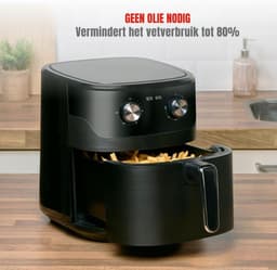 Quvo® Airfryer xl - Airfryer xxl - Heteluchtfriteuse - 6 Liter - Timer tot 60 Minuten - Zwart- 39 cm x 29 cm x 34 cm — thumbnail 3