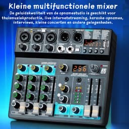Professionele Mengtafel 6 Kanalen – Audio Mixer met USB, Bluetooth, MP3 Computer Ingang en 48V Fantoomvoeding – 256 ingebouwde reverb-effecten — thumbnail 4
