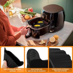 Siliconen Bakvormen voor Airfryer - 6 Stuks - Siliconen Mallen - Siliconen Cakevorm - Muffinvormen - Herbruikbaar - Voor Airfryer - Bakvorm voor Pudding, Cupcakes - Zwart — thumbnail 5