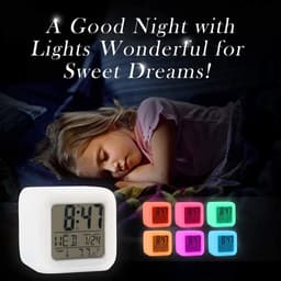 Wekkers voor Kinderen - Digitale Wekker - LED-Display - Digitale Kinderwekker met 7 Kleurwisselingen - Nachtwekker met Temperatuur, Datum, Snooze - Wekker Kind - Kinderwekker - Alarmklok - Batterijen Inbegrepen — thumbnail 3