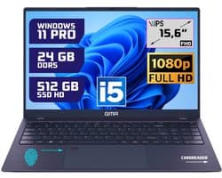 Krachtige 15.6" Full HD Notebook | Snelle Intel Core i5 & 512GB SSD | 24GB DDR5 Geheugen | Windows 11 Pro Editie voor Zakelijk, Thuis en Studie