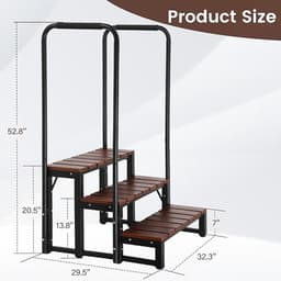 Whirlpool-trap met dubbele leuningen – 3-traps spa-treden voor whirlpool en zwembad – Afneembare U-vormige leuning, antislip treden, verstelbare voet, draagvermogen van 204 kg – Novihome Spa Step Deluxe — thumbnail 4