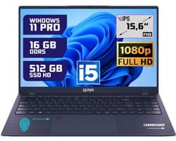 Krachtige 15.6" Full HD Notebook | Snelle Intel Core i5 & 512GB SSD | 16GB DDR5 Geheugen | Windows 11 Pro Editie voor Zakelijk, Thuis en Studie