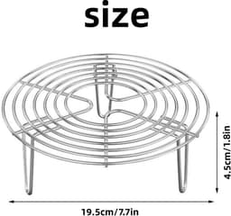 1 stuk - Rond stoomrek - Stoomrek van roestvrij staal - Stalen onderzetter - Keukenkoelrek - Draadstoomrekstandaard - Voedselstoomrek - Bakrek voor de airfryer - Stoomrek voor pannen - Geschikt voor grillen, koken en stomen (zilver) — thumbnail 2