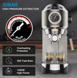 20 Bar Espressomachine met Melkopschuimer – Café‑kwaliteit koffie thuis — thumbnail 3