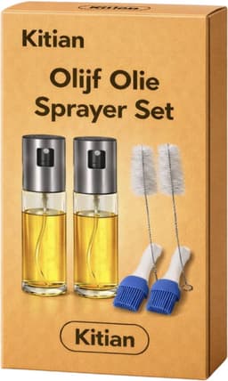 2 Olijfolie Sprayers Premium - Olie Sprayer Navulbaar - Oliefles - RVS & Glas - Inclusief Trechters & Reinigingsborstels - Voor Airfryer, BBQ & Bakken — thumbnail 3