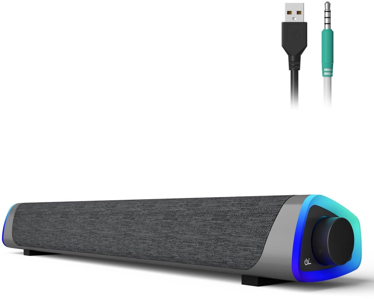 longziming -Luidspreker – USB Computerluidspreker met LED Regenboogverlichting – 2 Full-Range Speakers – Schuin Ontwerp en Volledig Compatibel – voor PC, Laptop en Tablet — afbeelding 1