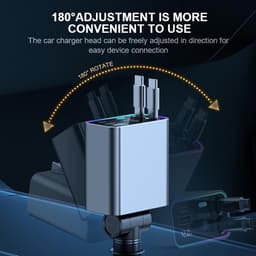 Intrekbare autolader 4-in-1 sigarettenaansteker USB C 66W telefoon snellader adapter met spanningsdisplay geschikt voor iPhone Galaxy Huawei voor 12V 24V Truck Campervan — thumbnail 3