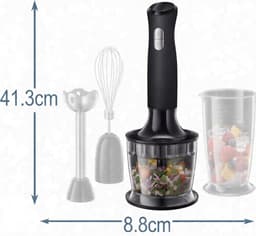 Keukenmachine 3-in-1 Zwart – Deegmixer & Keukenrobot met Mengkom – Mixer voor Mixen, Kloppen en Pureren – 500 Watt, 700 ml — thumbnail 2