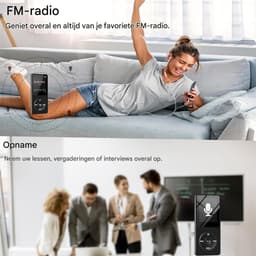 QTTVBTNA - MP3 Speler 32GB - Bluetooth MP3 Player - HIFI Geluid - Mini Walkman voor studenten - Zwart - Compact - 1 Stuk — thumbnail 2