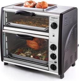 Klarstein Oven All-You-Can-Eat Dubbele Grill - 42L 2350W - Mini-Oven Bakoven met Draaispit - voor Keuken - Thermostaat Grillplaat Roosters - 2 Bakcompartimenten BBQ-Functie - Tafeloven — thumbnail 4