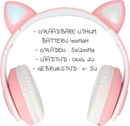 kinder koptelefoon kitty cat roze met led oortjes — thumbnail 2
